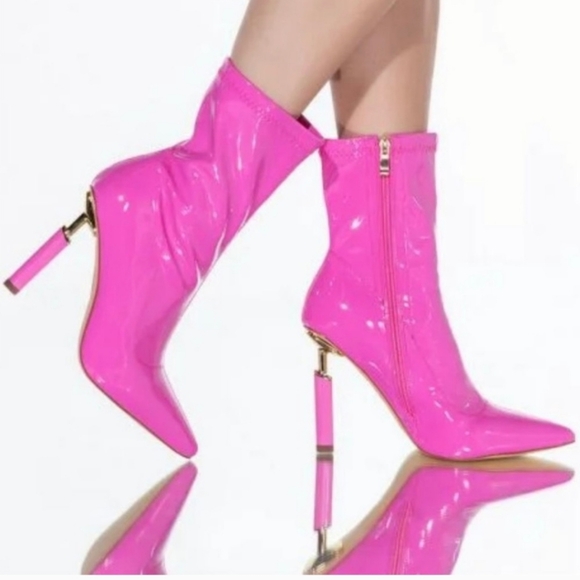 Azalea Wang barbie pink patent booties - Picture 1 of 8